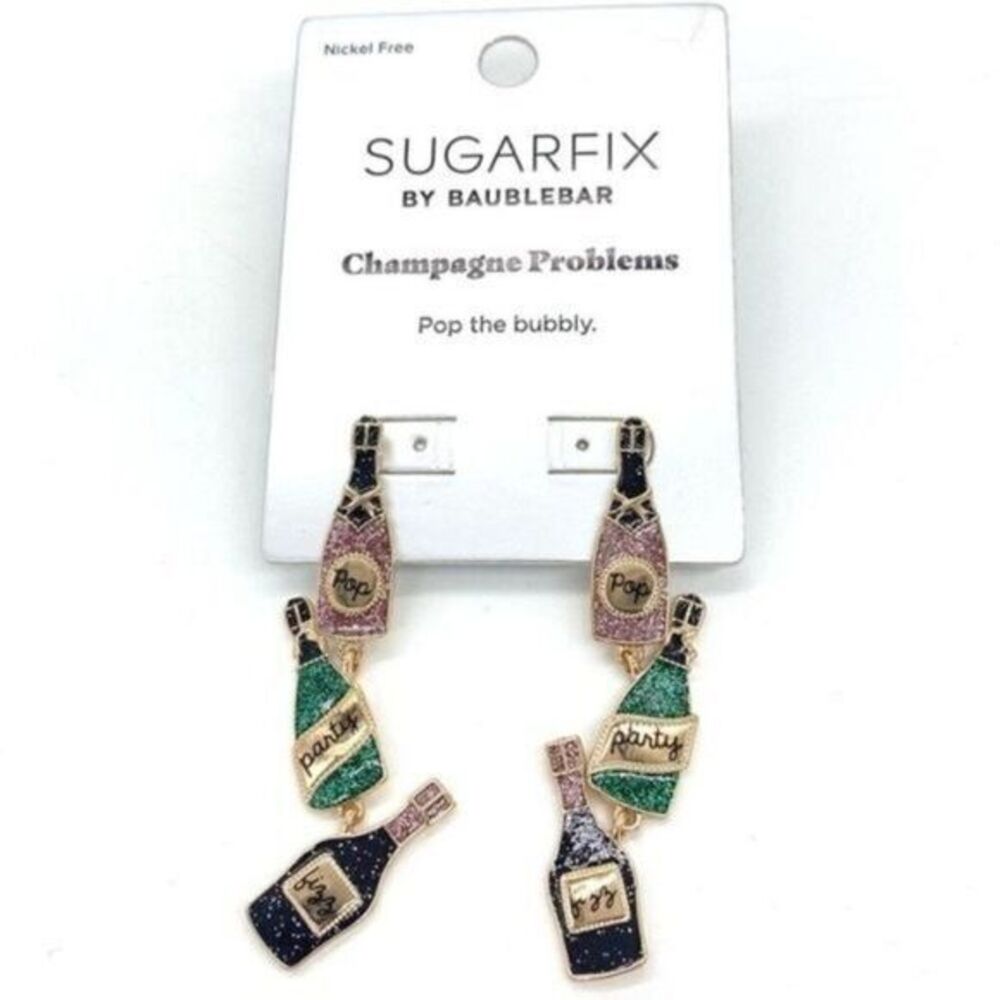 Sugarfix by BaubleBar ‘Champagne Problems' Enamel Statement Earrings New